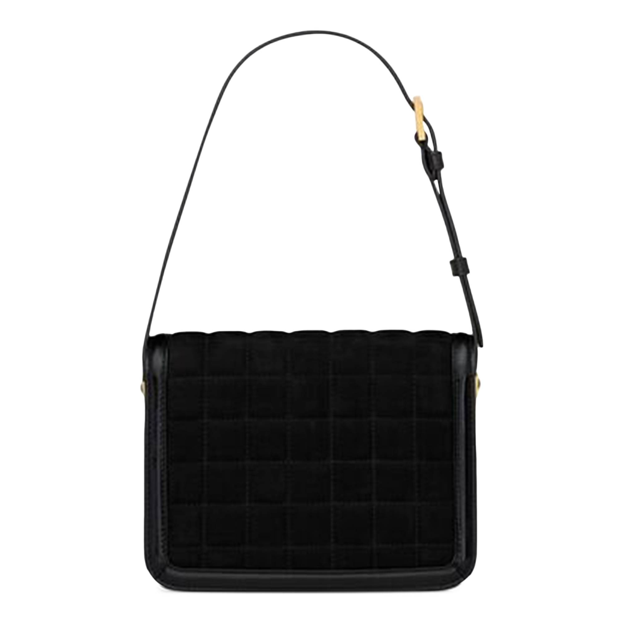 Saint Laurent Logo Plaque Quilted Shoulder Bag 'Black' - 2