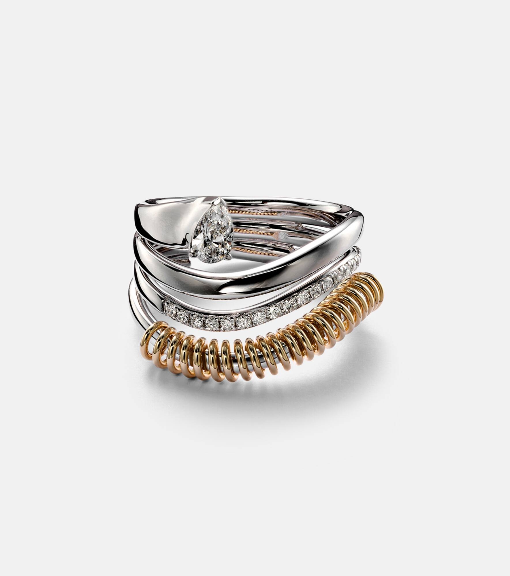 Versus Pear 18kt gold ring with diamonds - 1