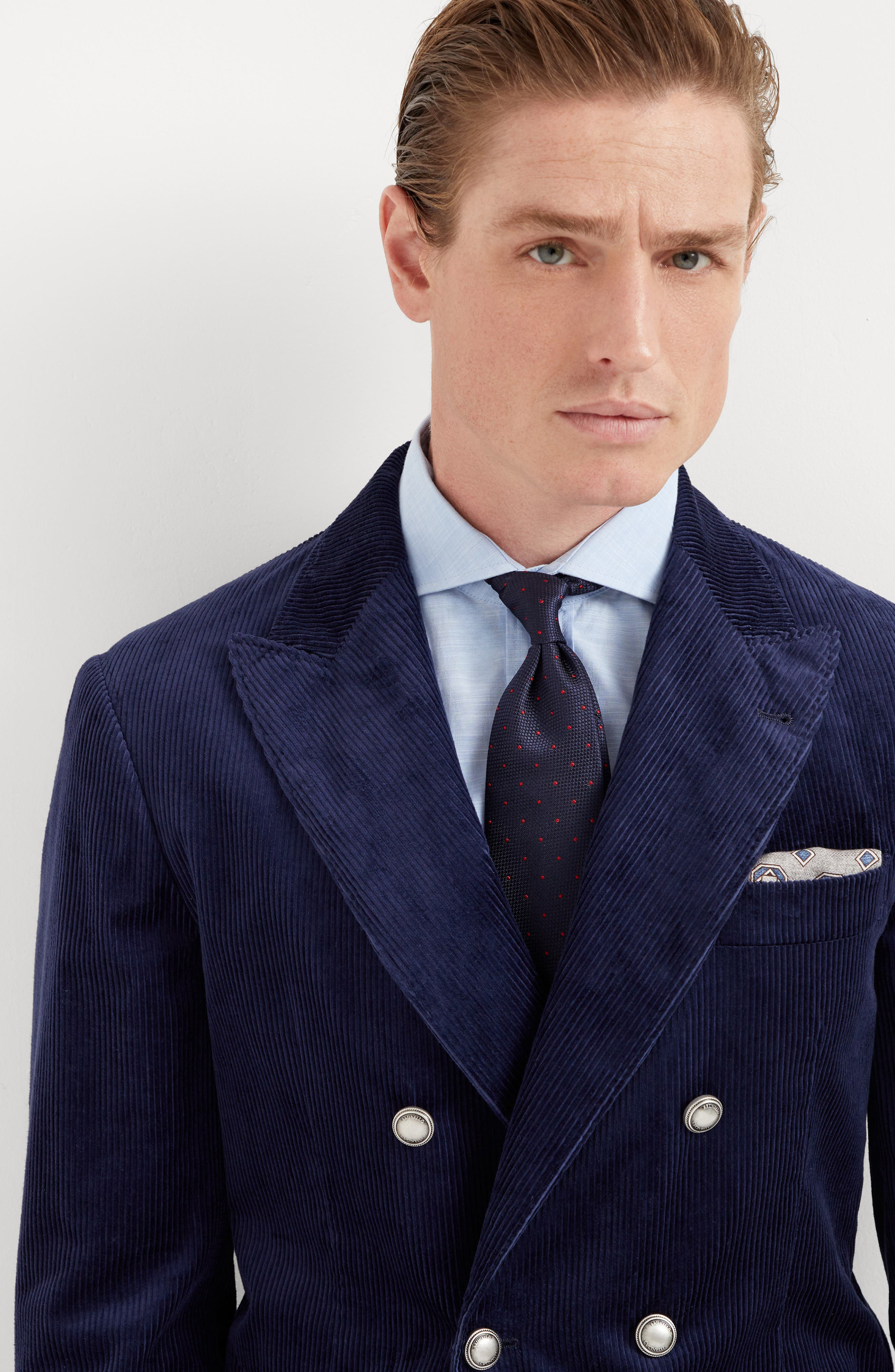 Brunello Cucinelli Spotted silk tie in Blue at Nordstrom - 4