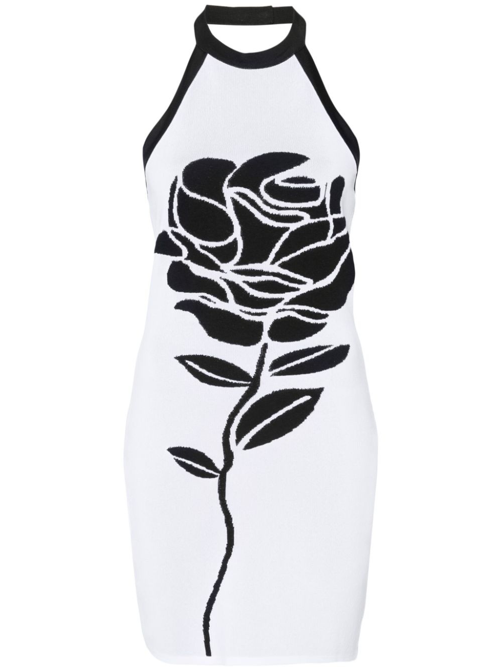 rose-intarsia halterneck minidress - 1