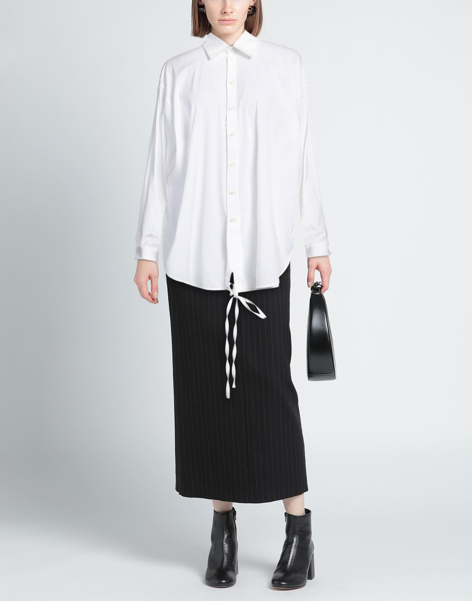 White Women's Solid Color Shirts & Blouses - 2