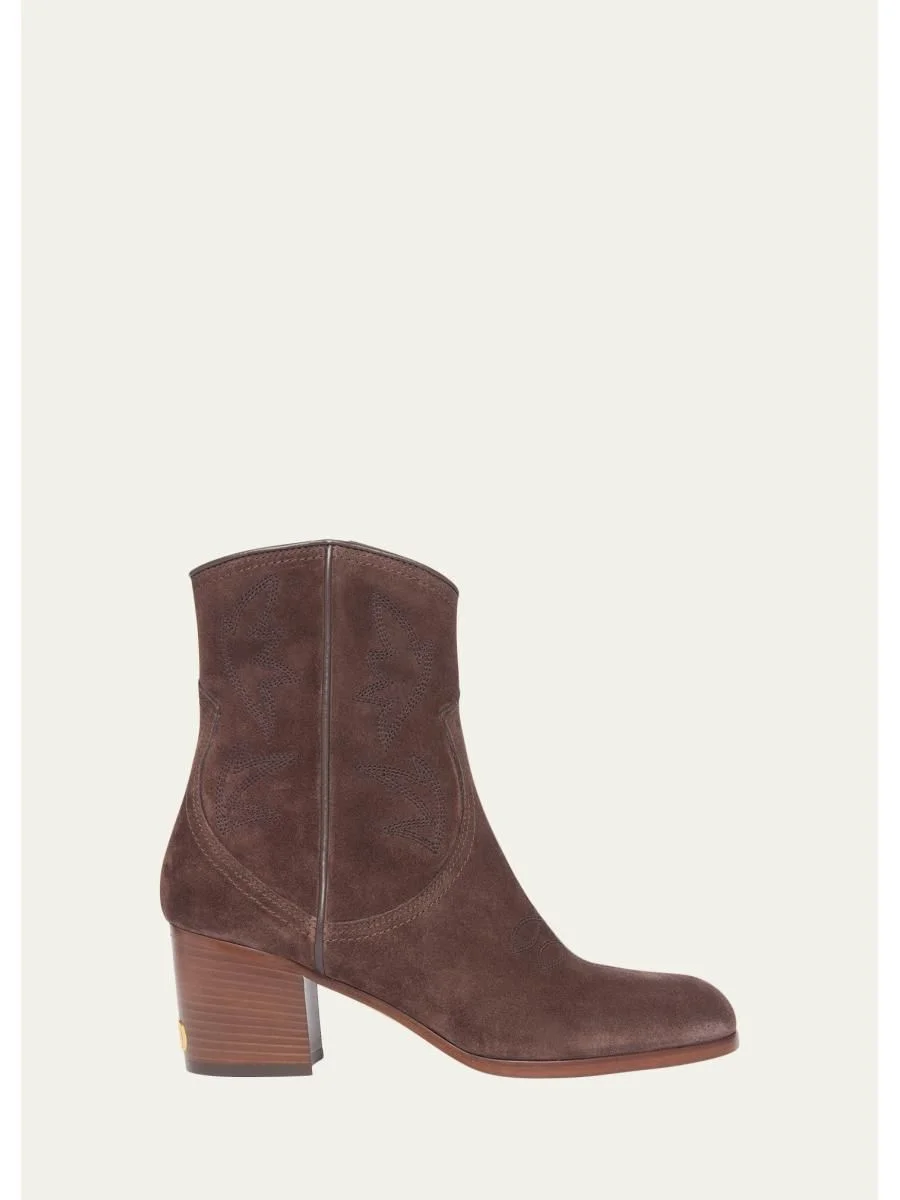 40mm Bard Embroidered Suede Ankle Boots - 1