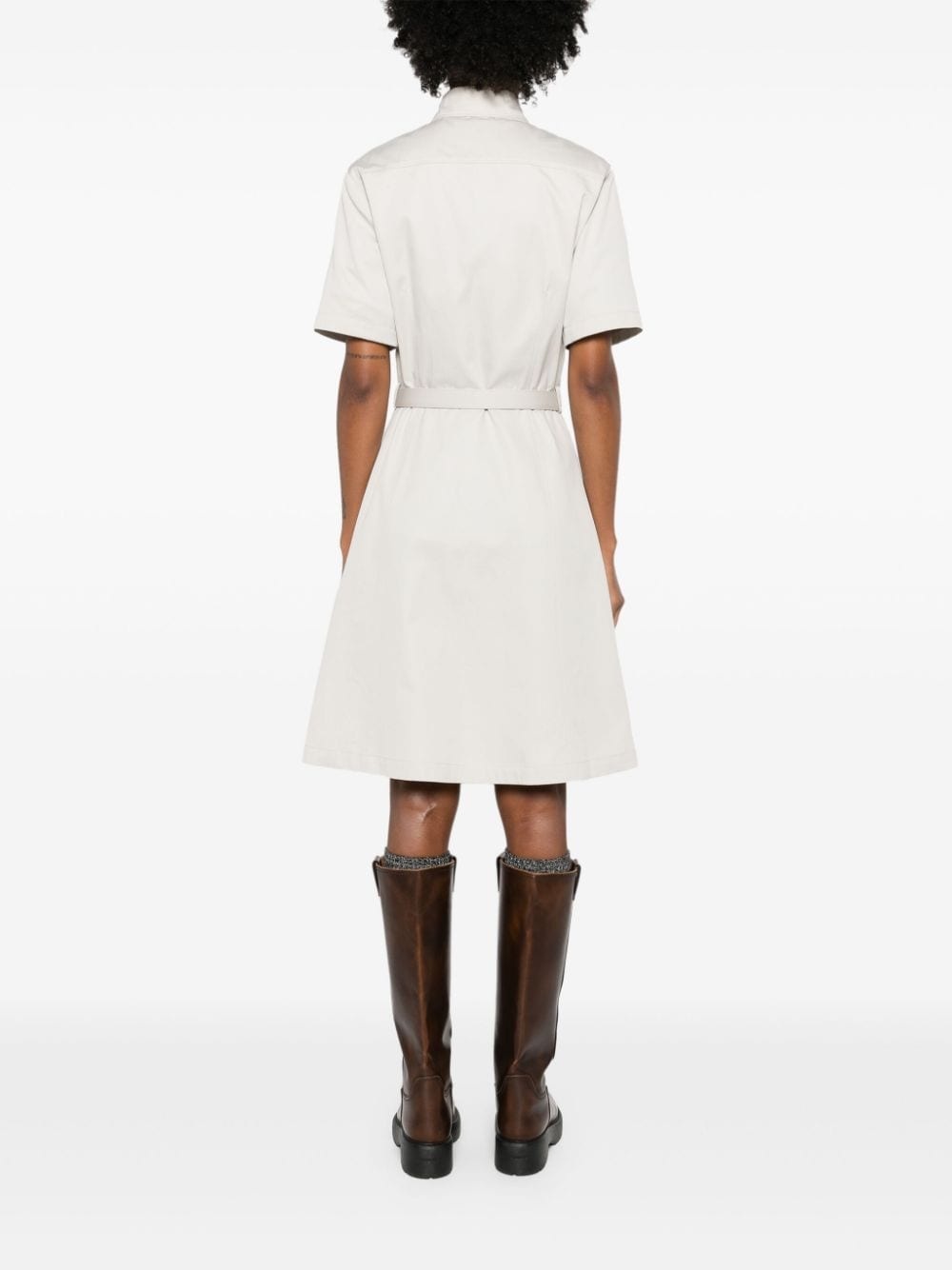 logo-patch shirt dress - 4