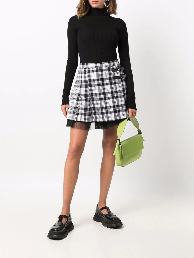 REDValentino tartan-print pleated kilt mini skirt outlook