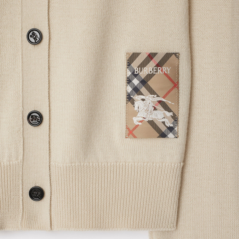 Burberry Check Label Wool Cardigan outlook