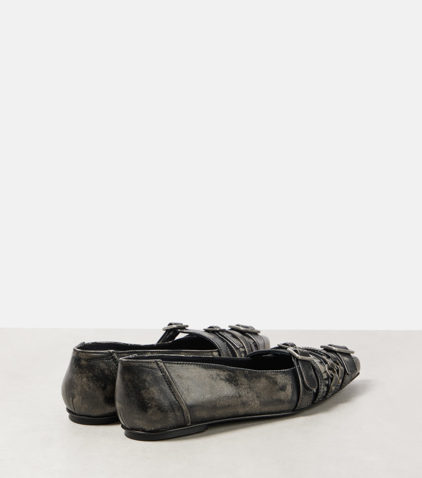 Buckle-detail leather ballet flats - 2