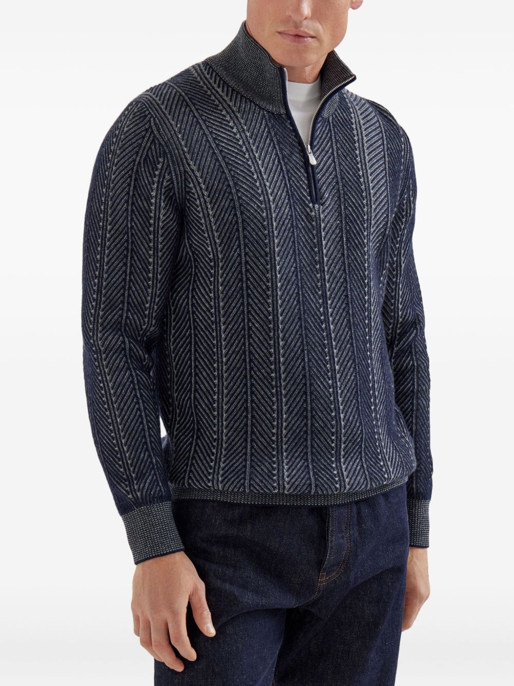 cashmere zip-up sweater - 3
