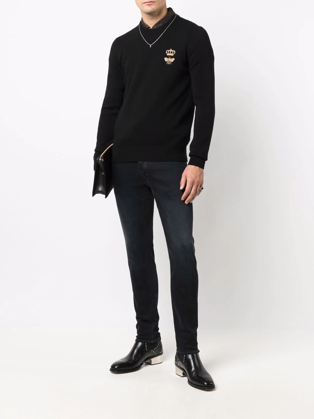 embroidered virgin wool jumper - 2
