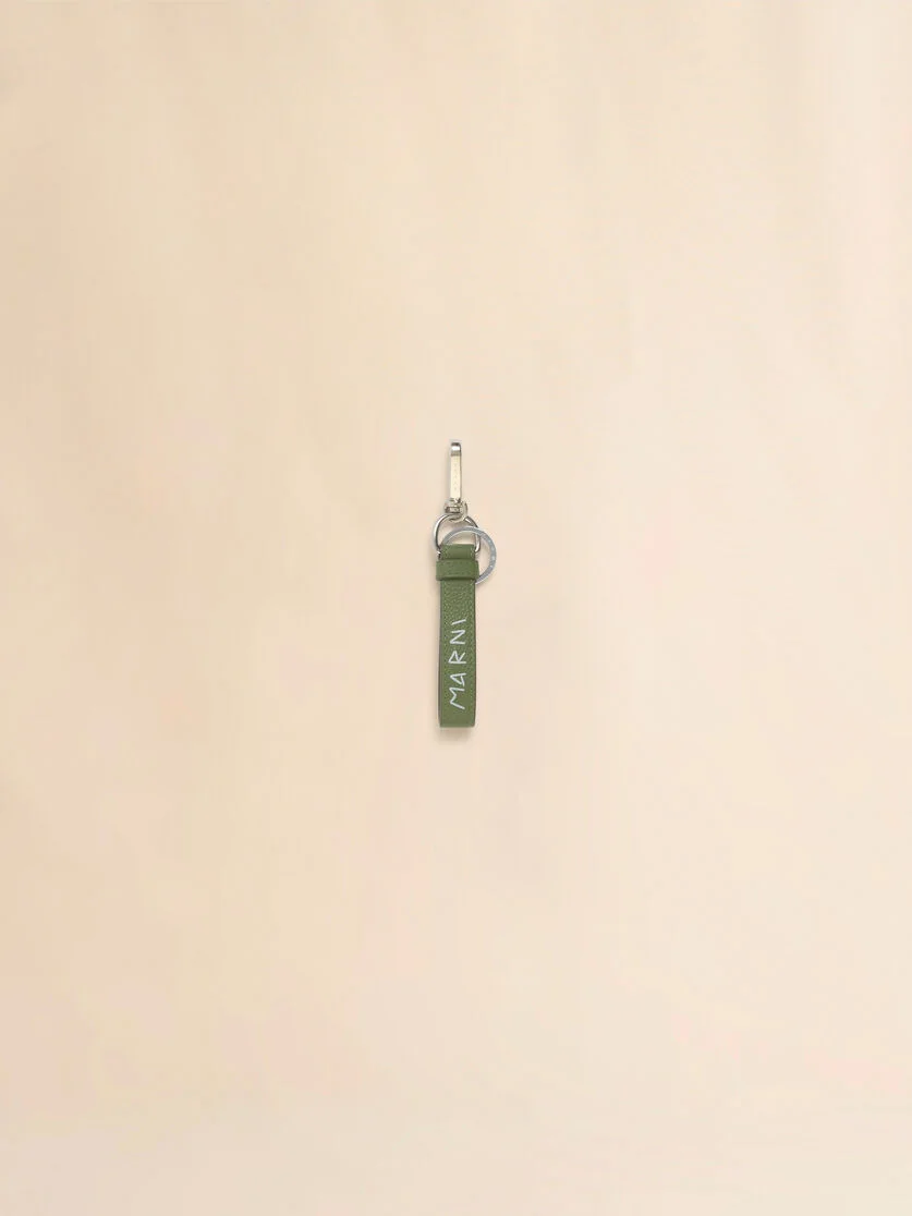 GREEN LEATHER KEYRING WITH MARNI MENDING EMBROIDERY - 1