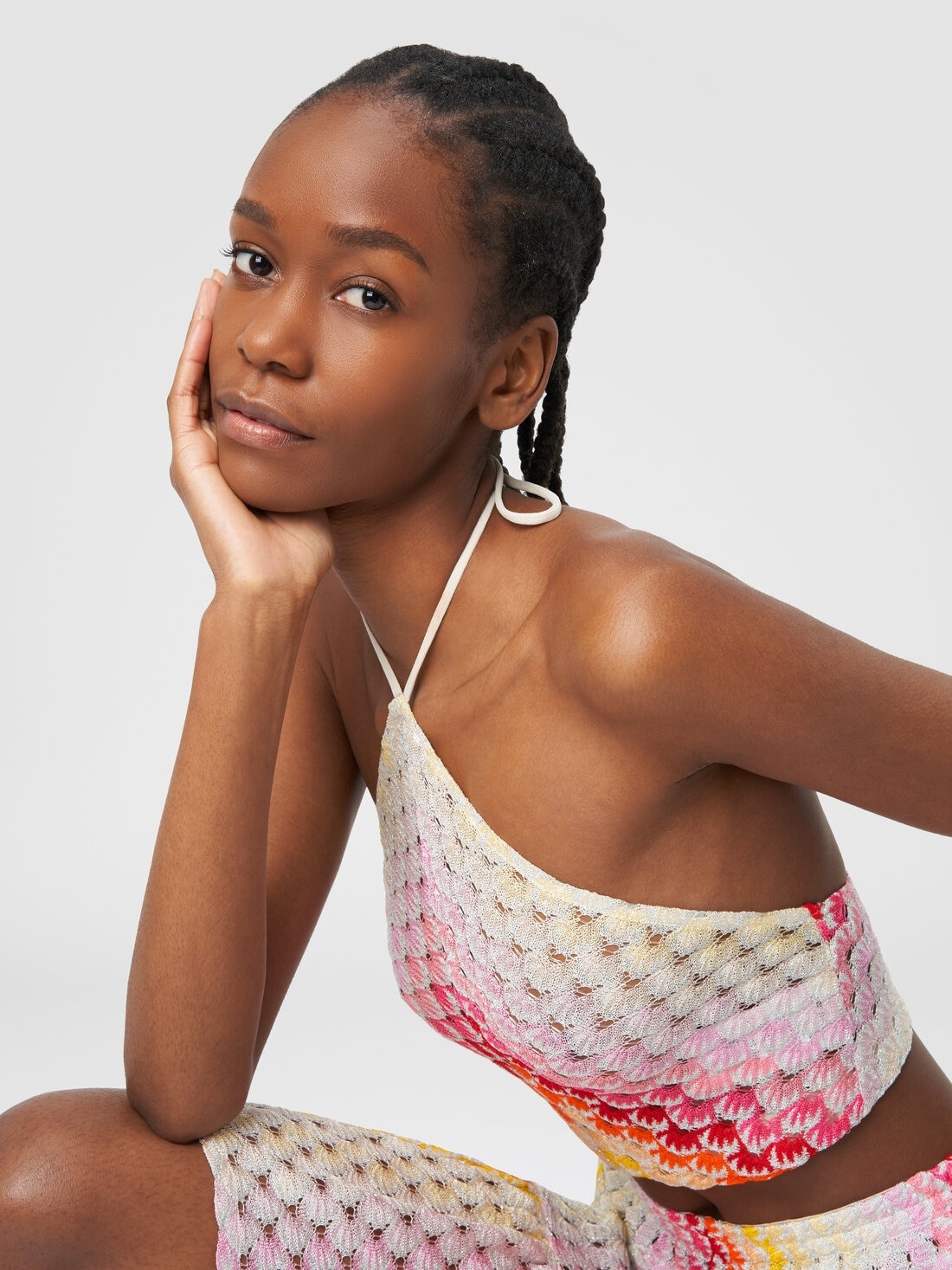 Dégradé lace-effect top with American neckline - 5