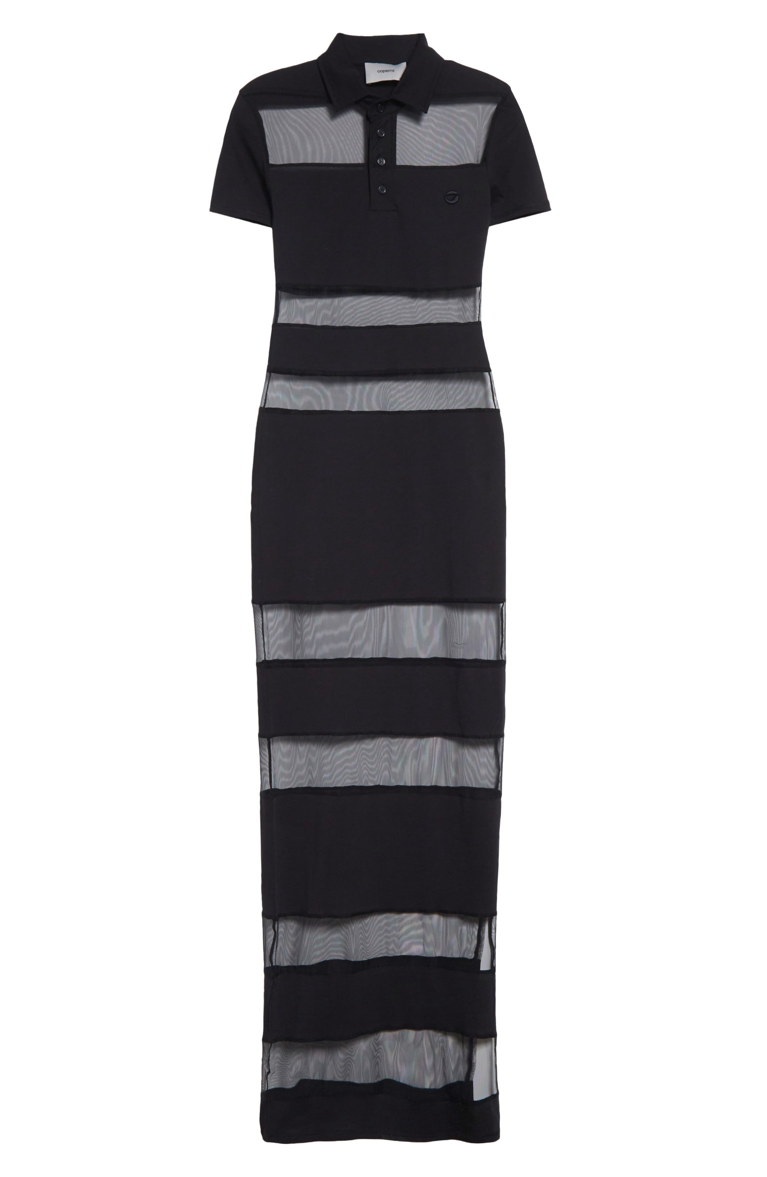 Coperni Stripe Sheer Polo Dress in Black at Nordstrom - 5