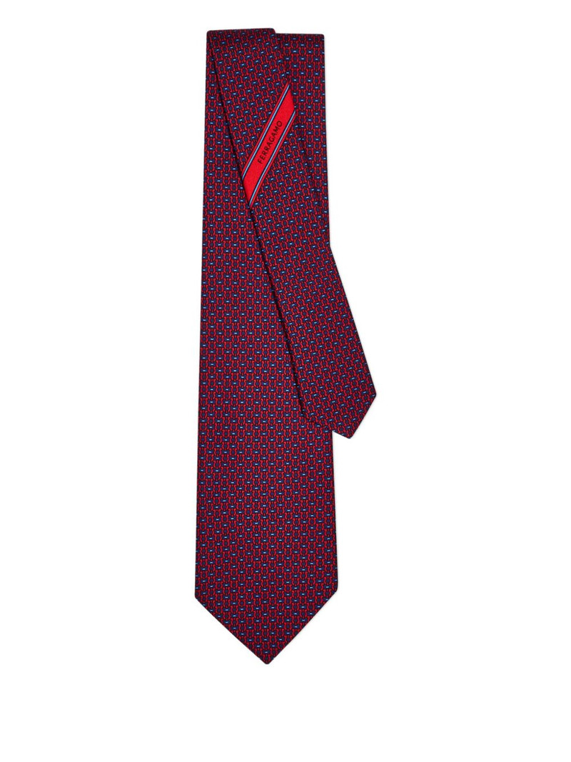 FERRAGAMO gancini print silk tie outlook