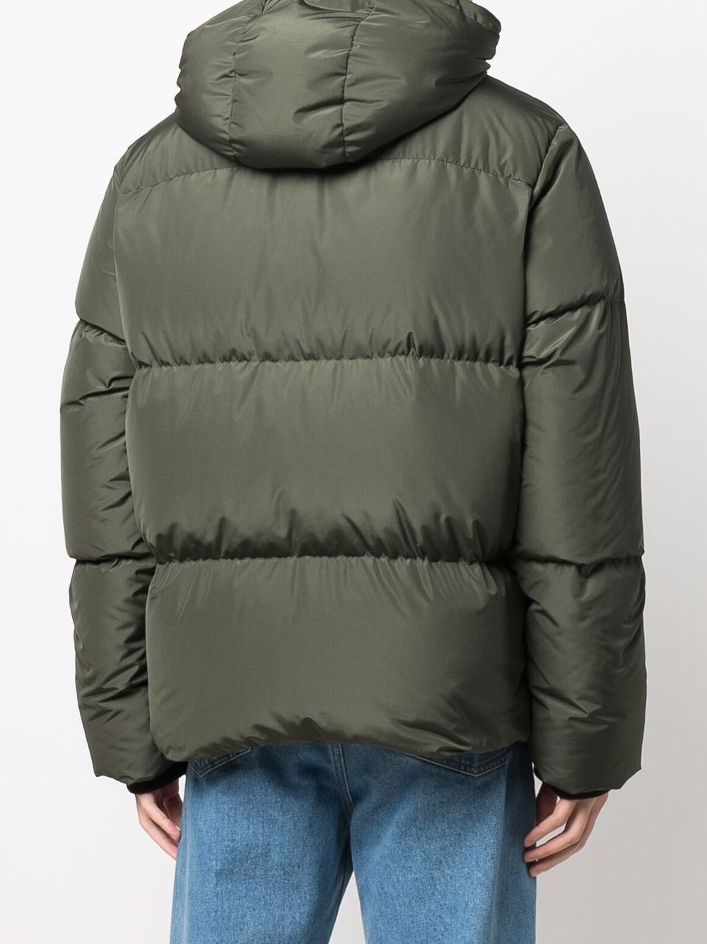 logo-print feather-down jacket - 4
