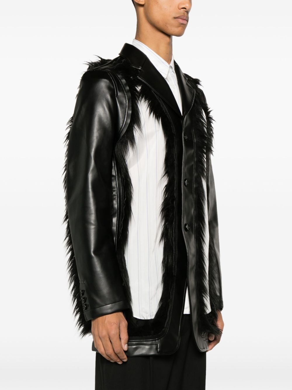 cutout faux-fur blazer - 3