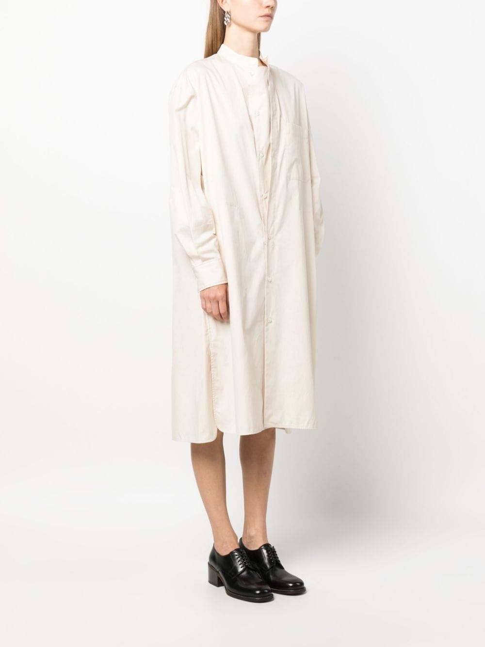 band-collar cotton shirtdress - 3