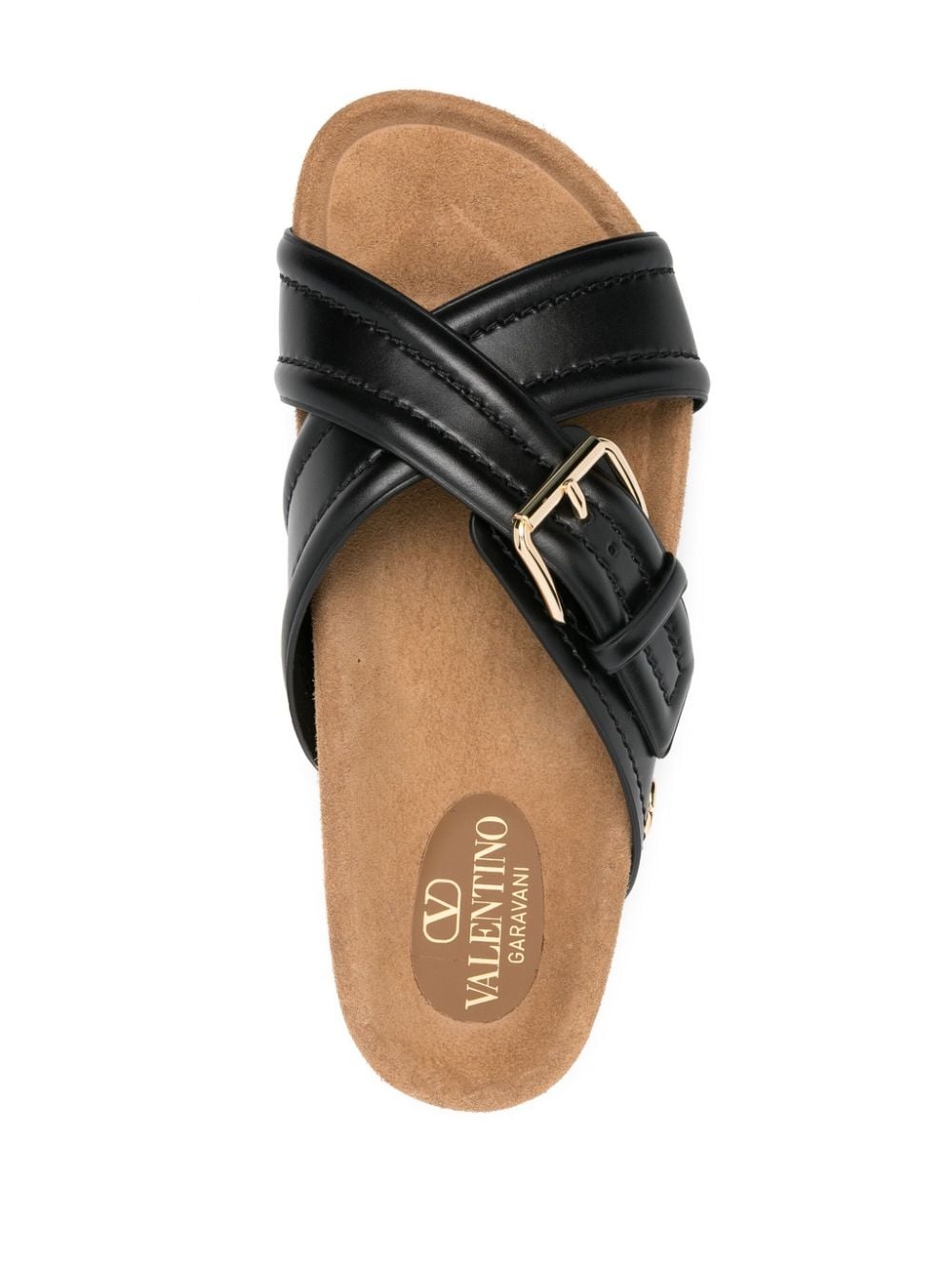 VLogo-plaque leather slides - 4