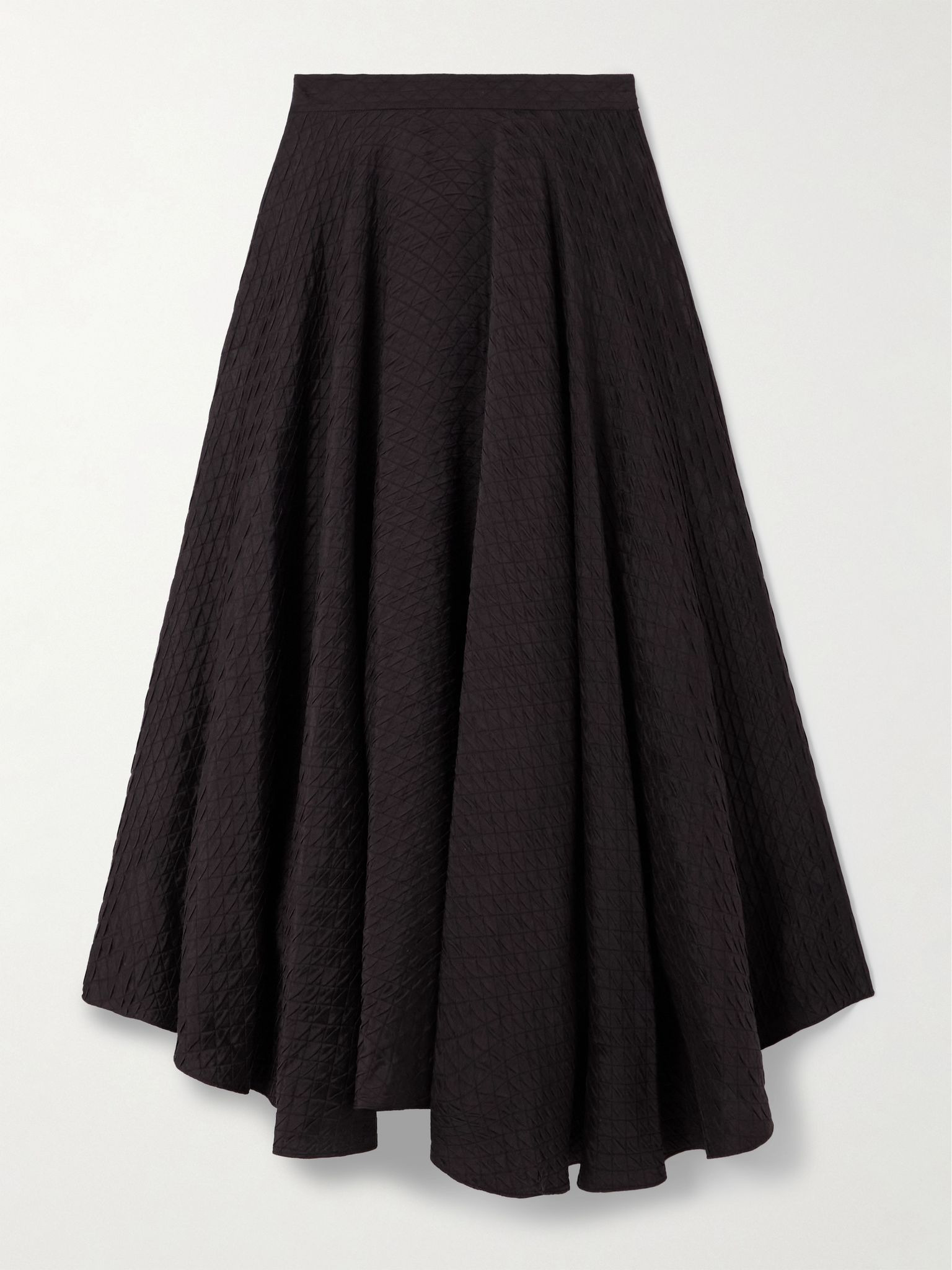 Elise quilted silk-cloqué midi skirt Brown - 1