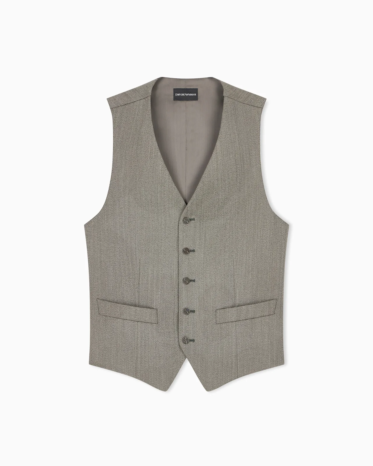 SINGLE-BREASTED WAISTCOAT IN MÉLANGE VIRGIN WOOL - 1