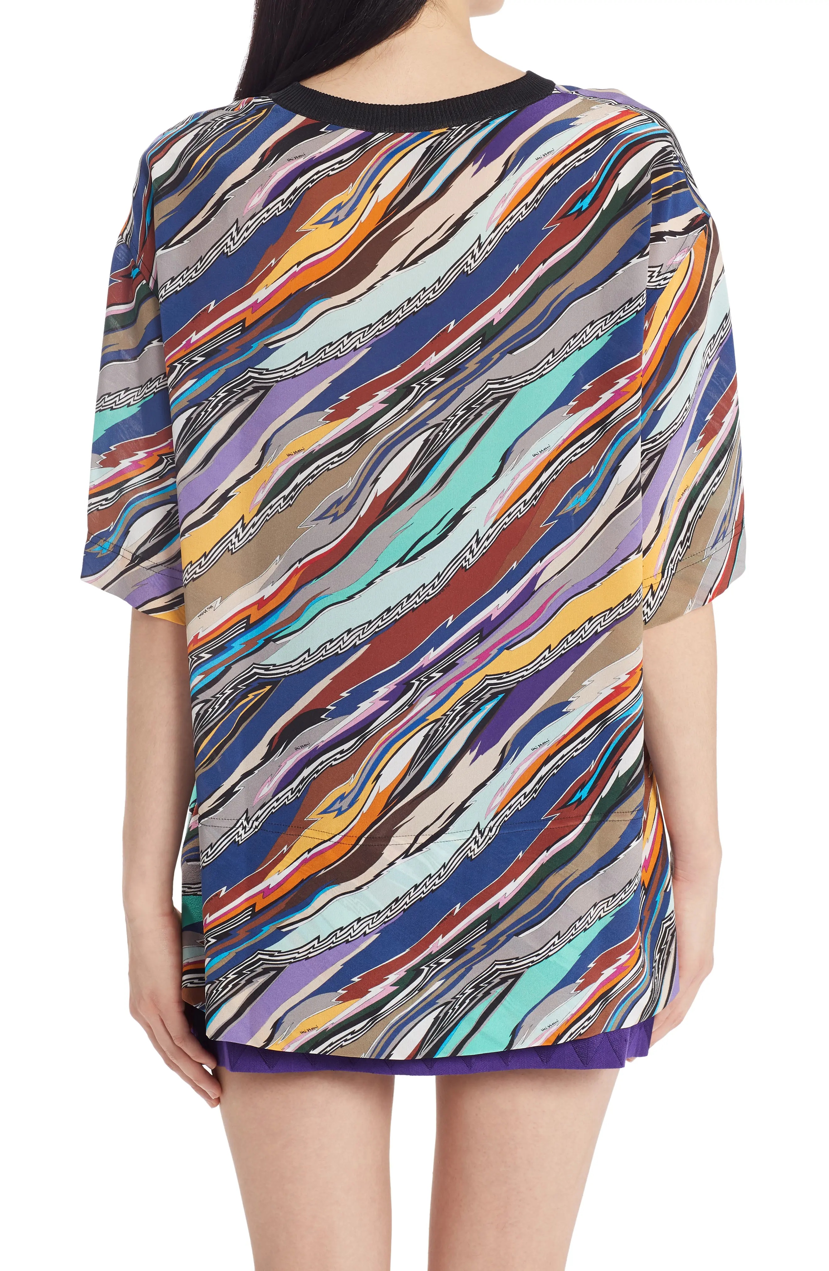 Print High-Low Silk Top - 2