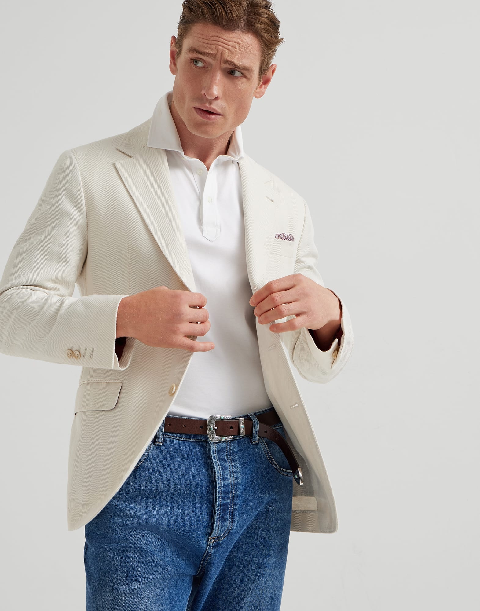 Cotton jersey polo with shirt-style collar - 4