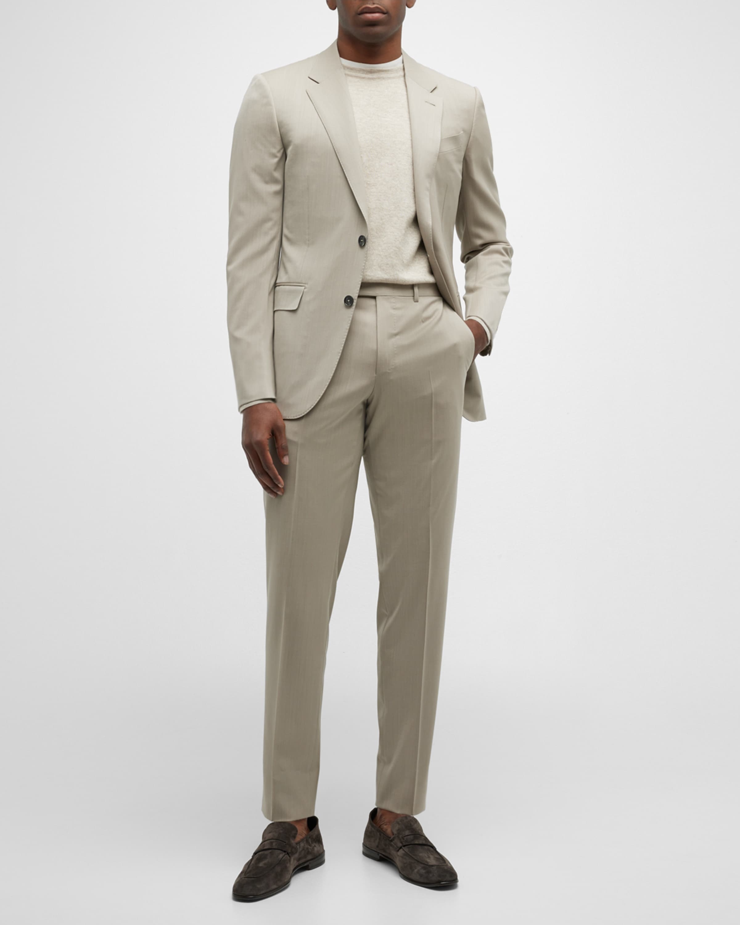 Men's Solid Wool Twill Suit - 2