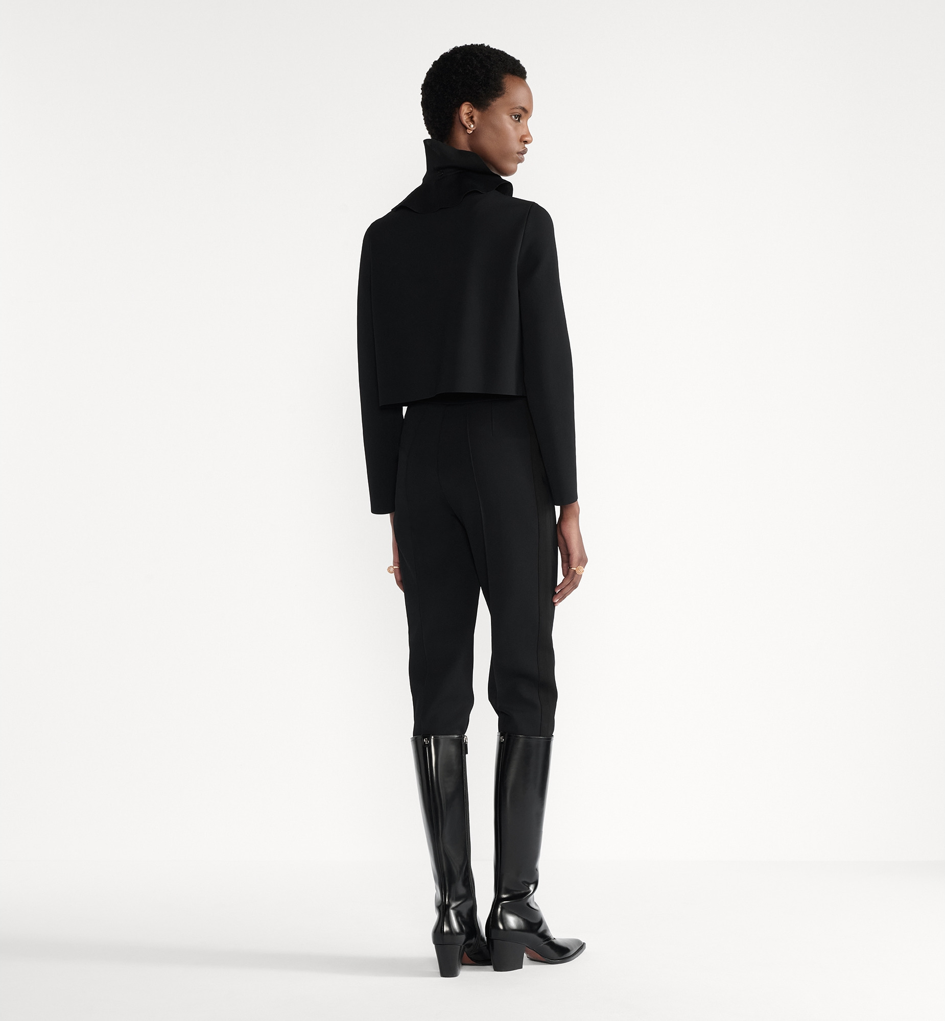 Cropped Jacket with Removable Ruched Collar - 3