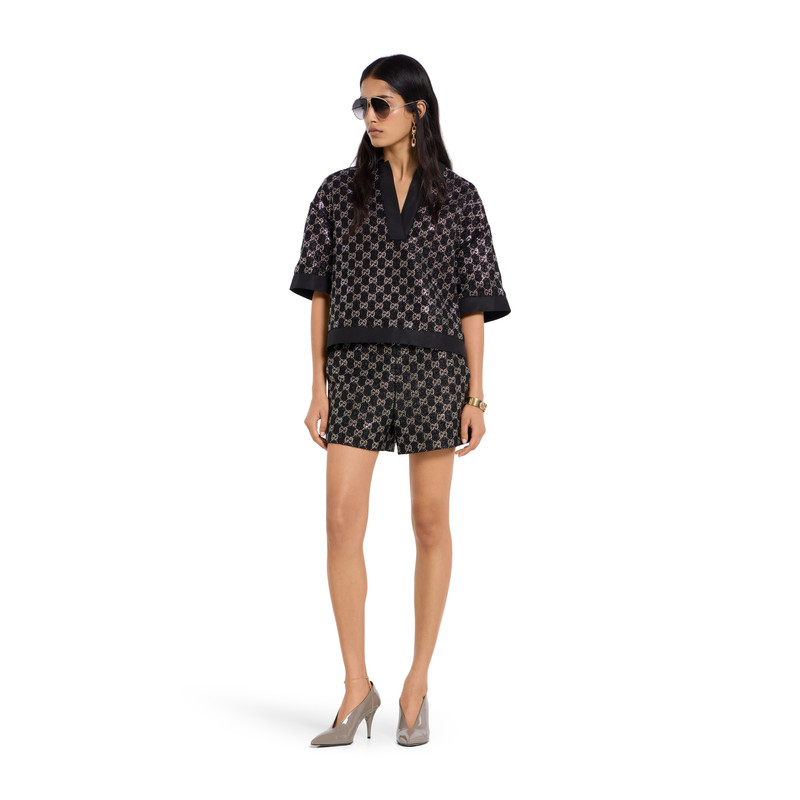 GUCCI Wool tweed lamé top outlook