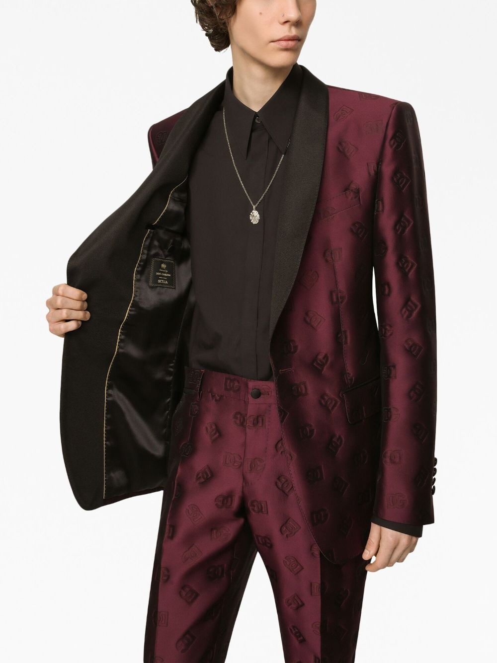 monogram-jacquard tuxedo suit - 5