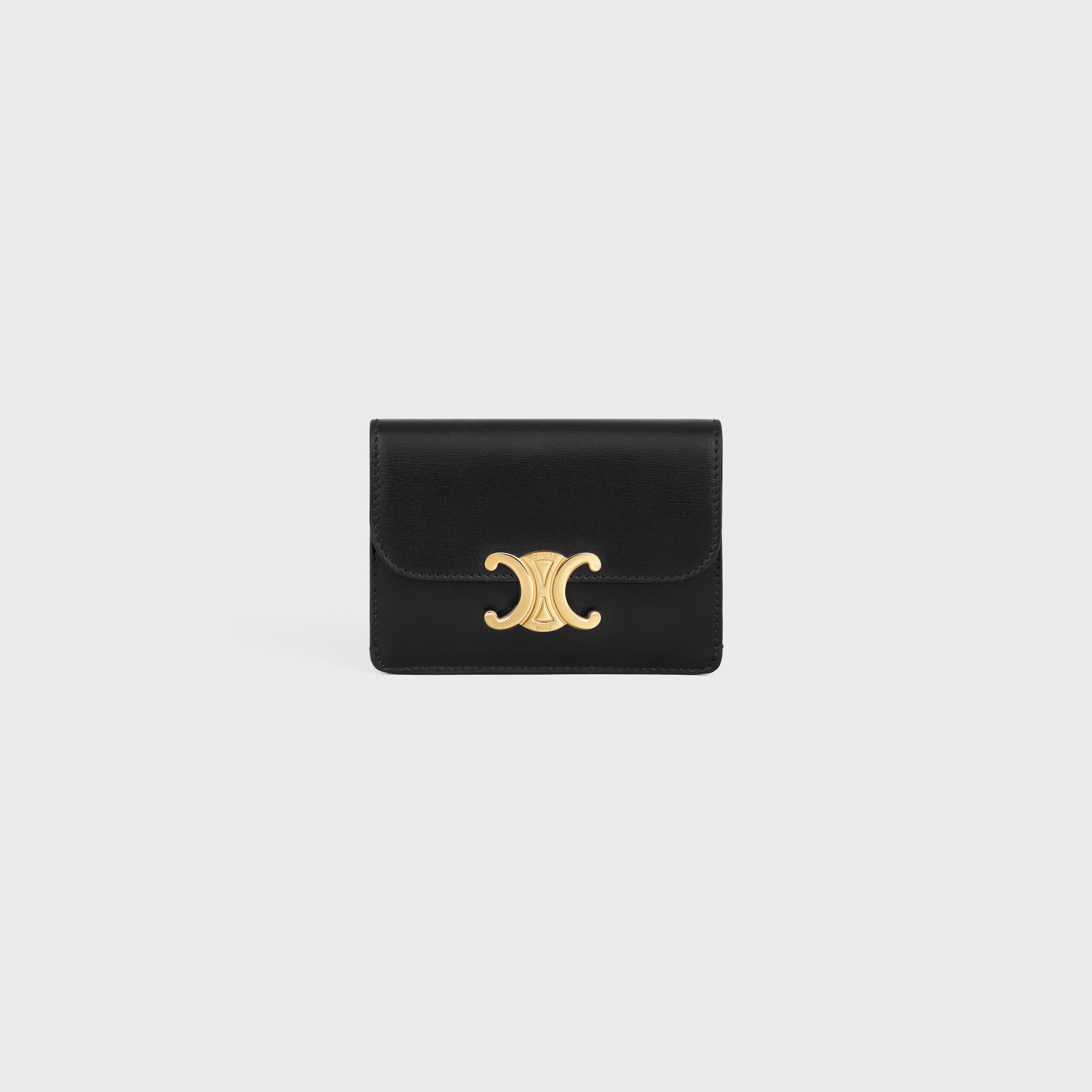 CARD HOLDER WITH FLAP TRIOMPHE in Shiny calfskin - 1