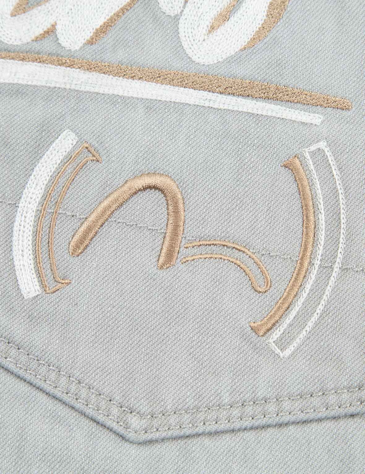 Logo Embroidery Drop-crotch Cropped-fit Denim Jeans #2027 - 15