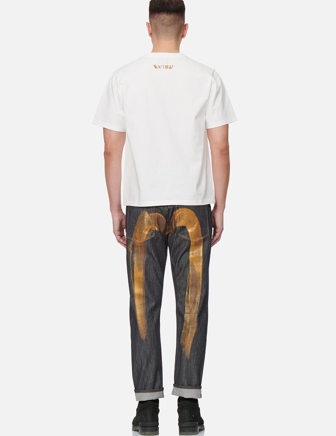 CALLIGRAPHY DAICOCK PRINT AND EMBROIDERY CARROT FIT CROPPED JEANS #2017 - 5