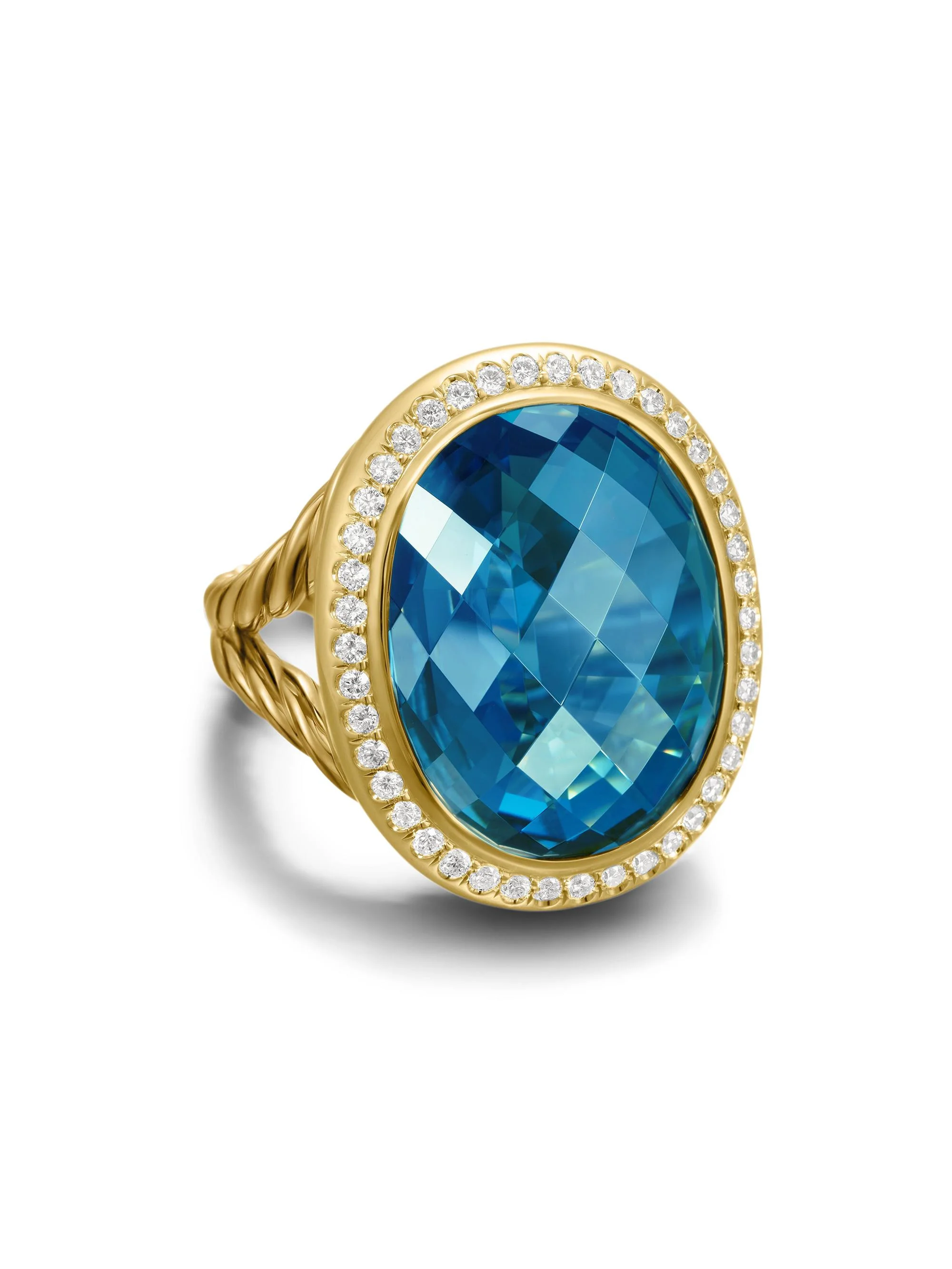 Women's Albion Oval Ring in 18K Yellow Gold - Hampton Blue Topaz - 1