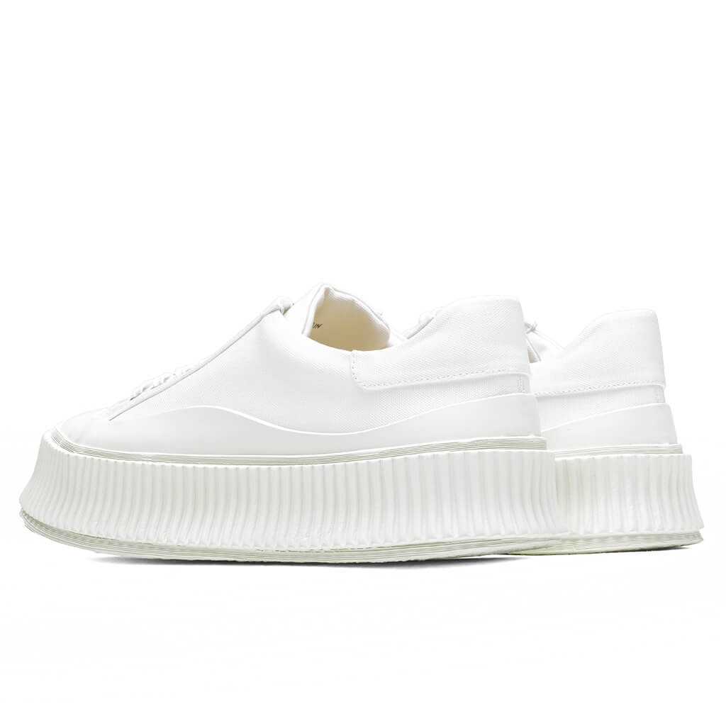 JIL SANDER RECYCLED CANVAS SNEAKERS - LIGHT IVORY - 3