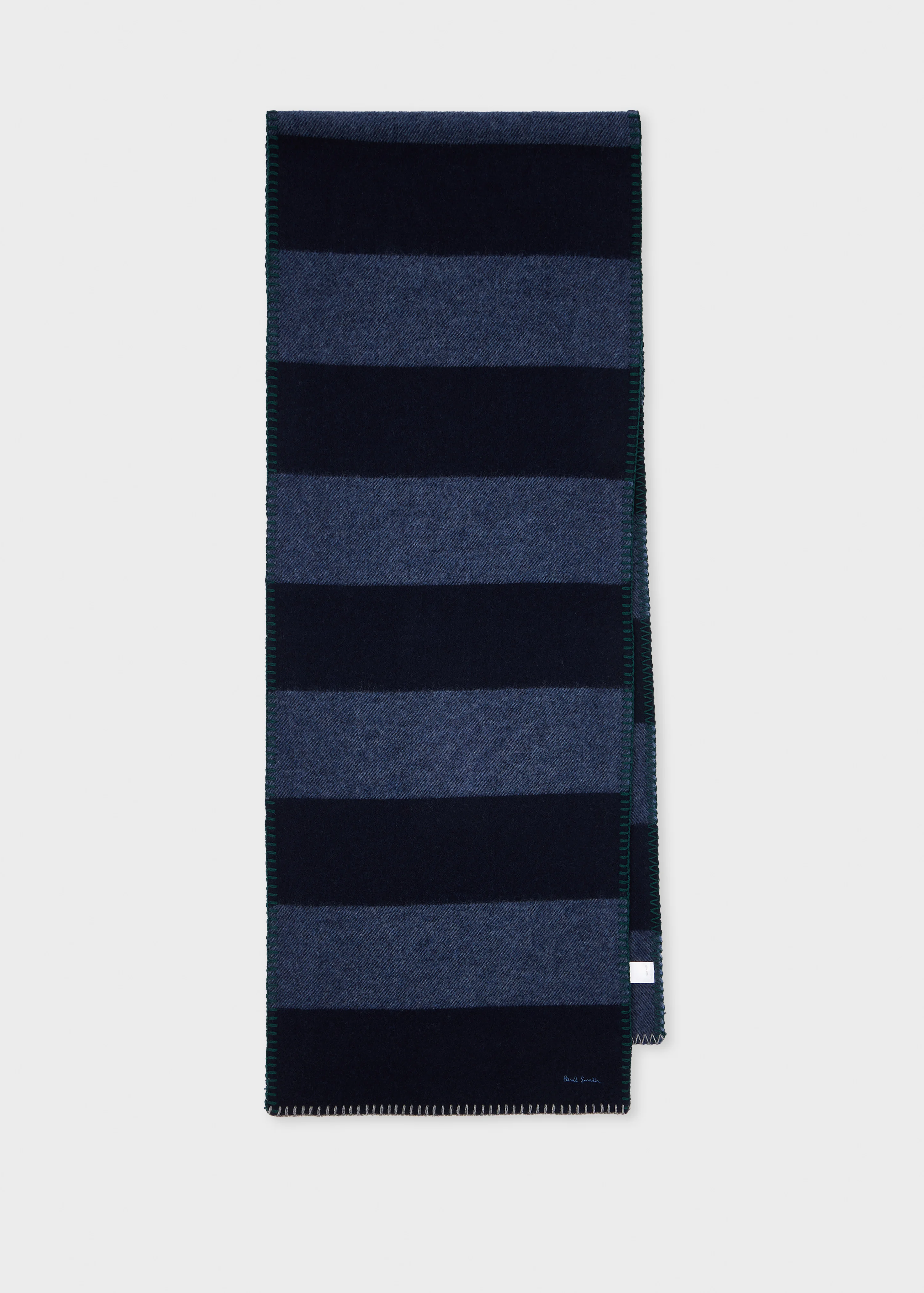 Navy Stripe Blanket Stitch Scarf - 1