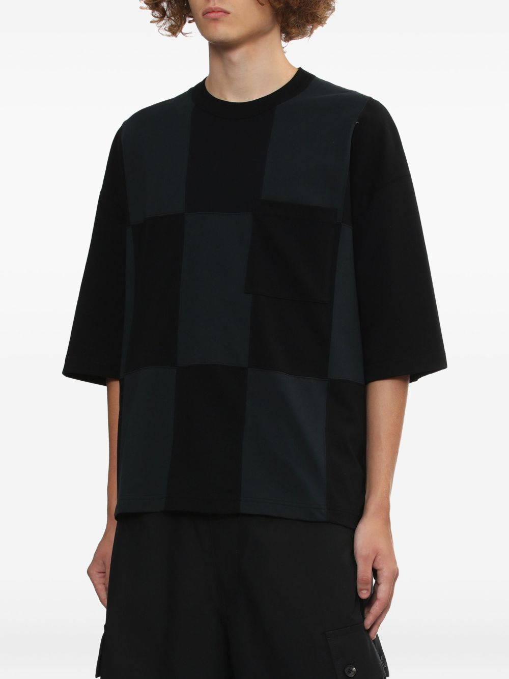 check-pattern patch-pocket T-shirt - 3