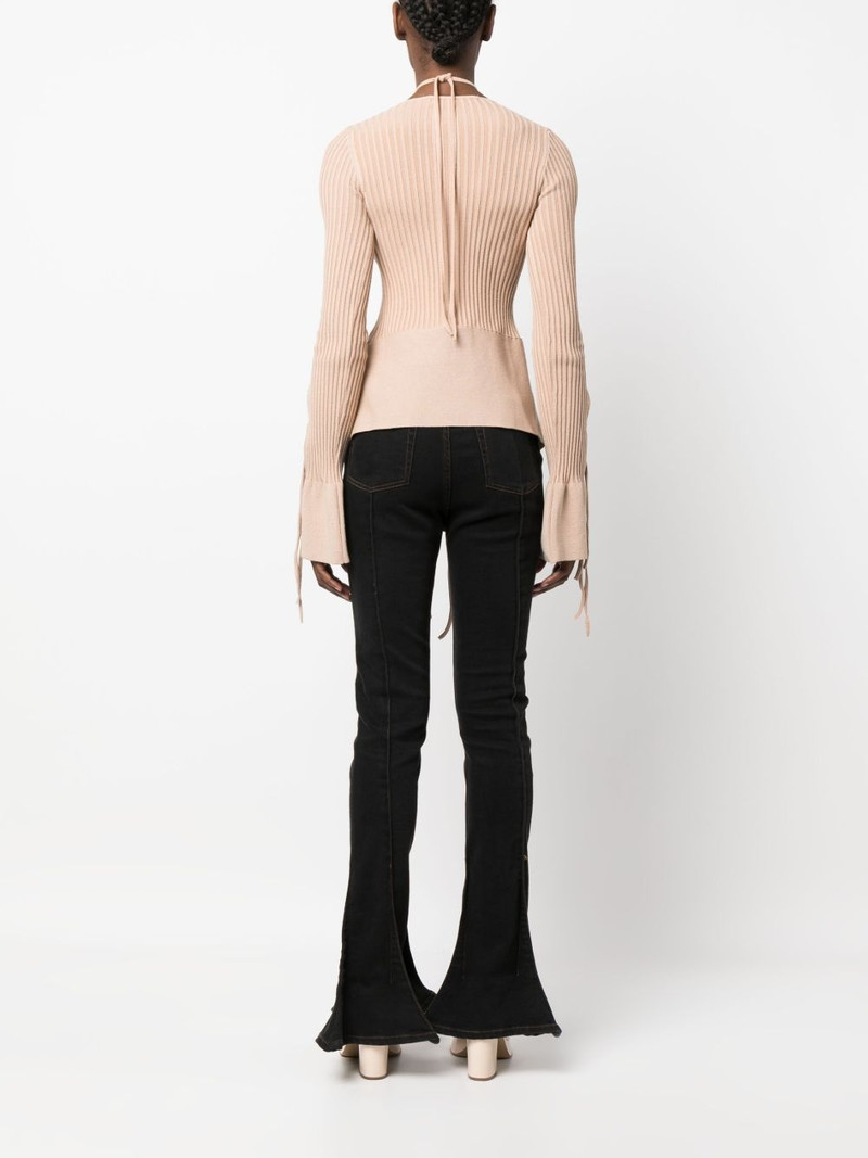 tie-fastening long-sleeve knitted top 4