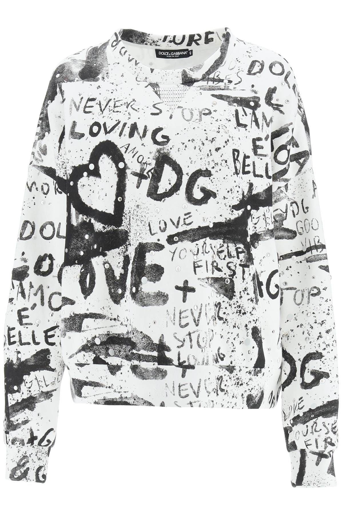 DG GRAFFITI SWEATSHIRT WITH STUDS AND PEARLS - 1