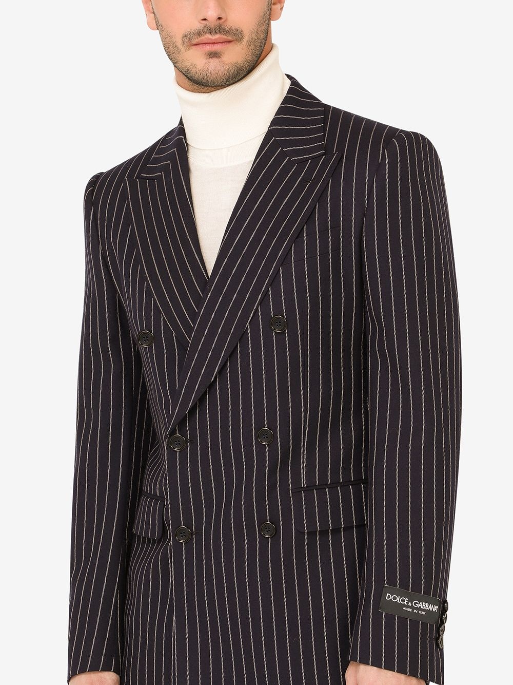 double-breasted pinstripe blazer - 5