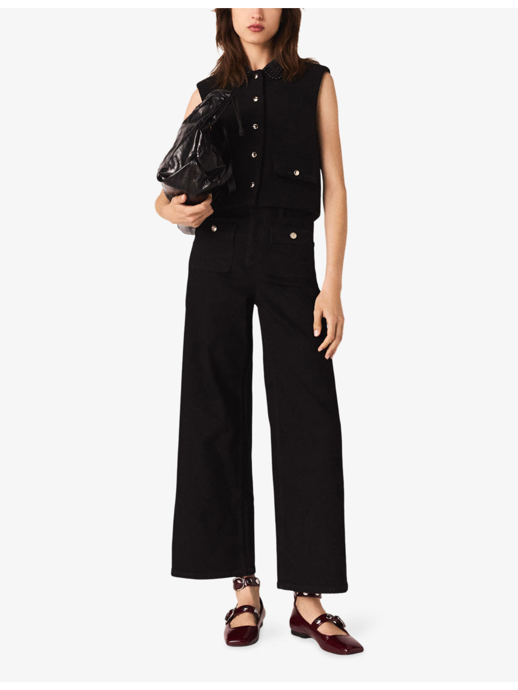 Velvet-Trim Pearl-Embellished Stretch-Tweed Top - 2