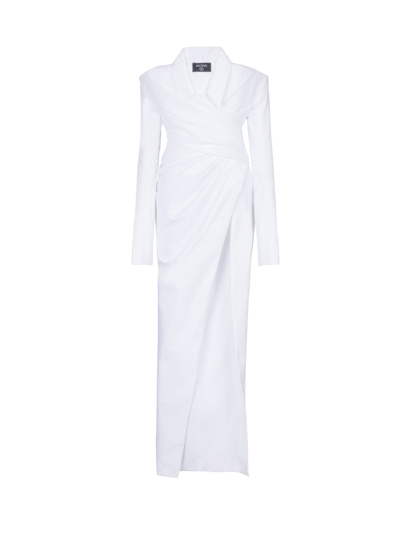 Long-sleeved poplin bustier dress 1