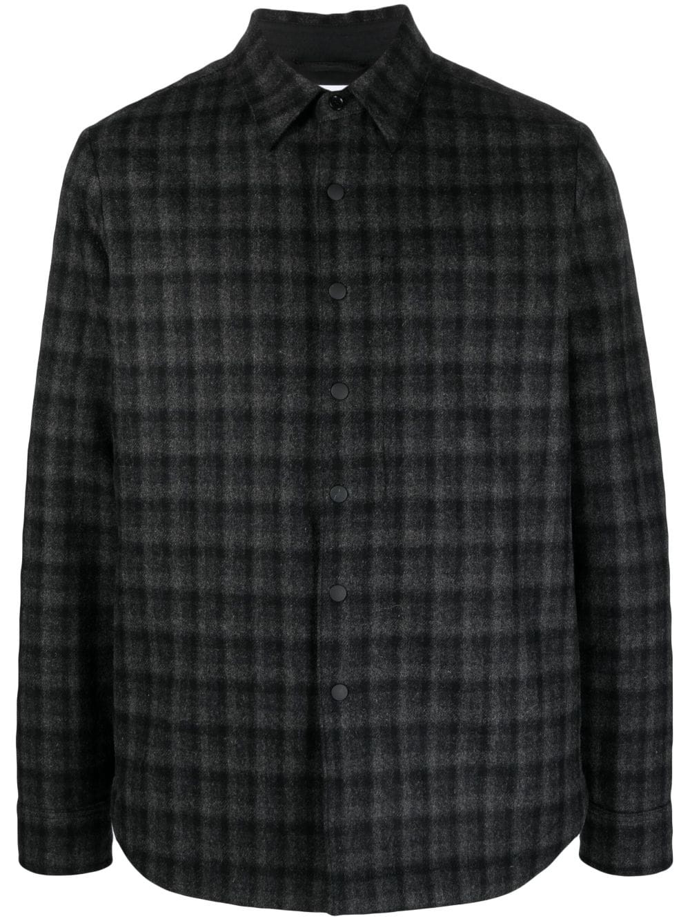 check-pattern spread-collar shirt - 1