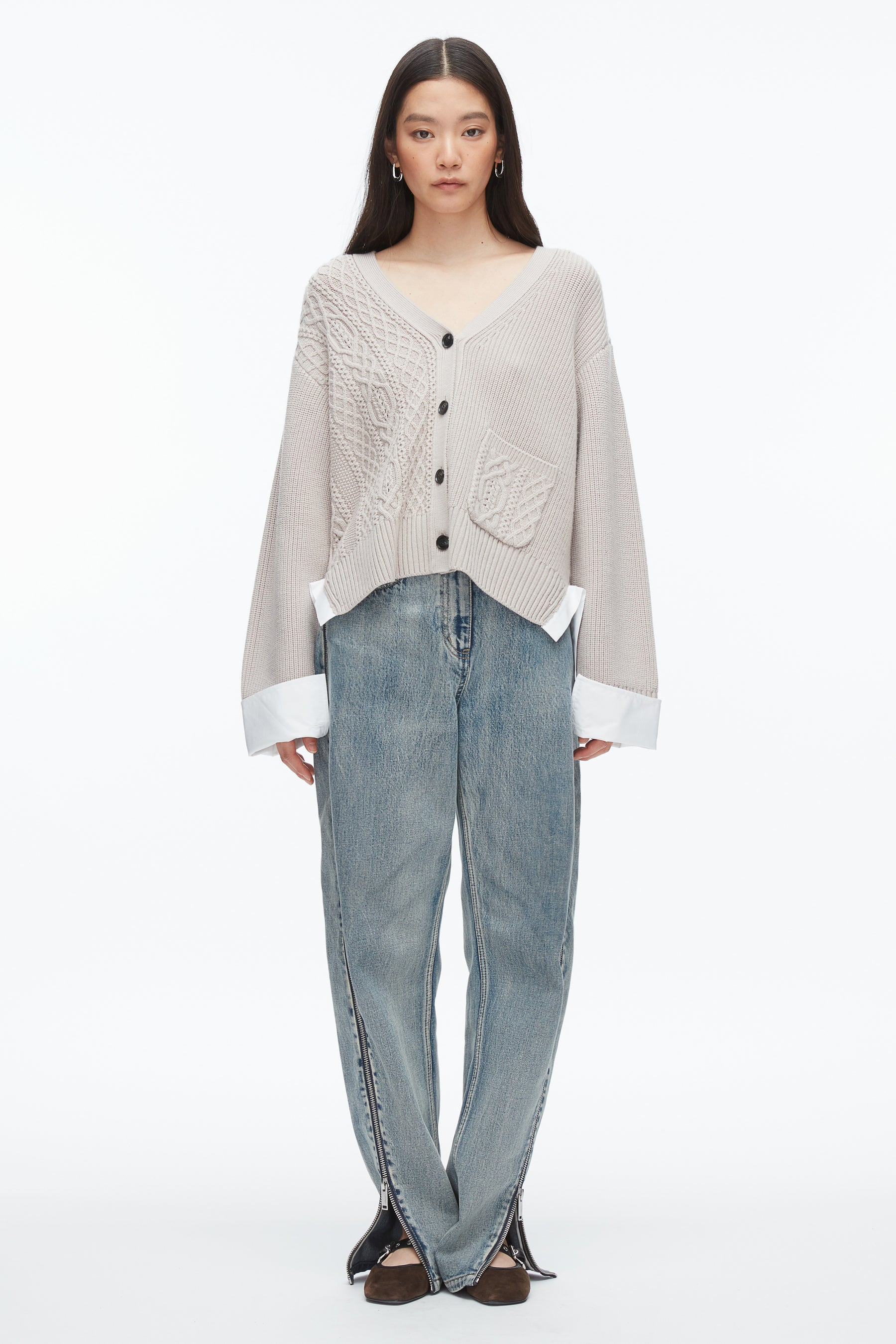 Cable Mix Boyfriend Cardigan - 2