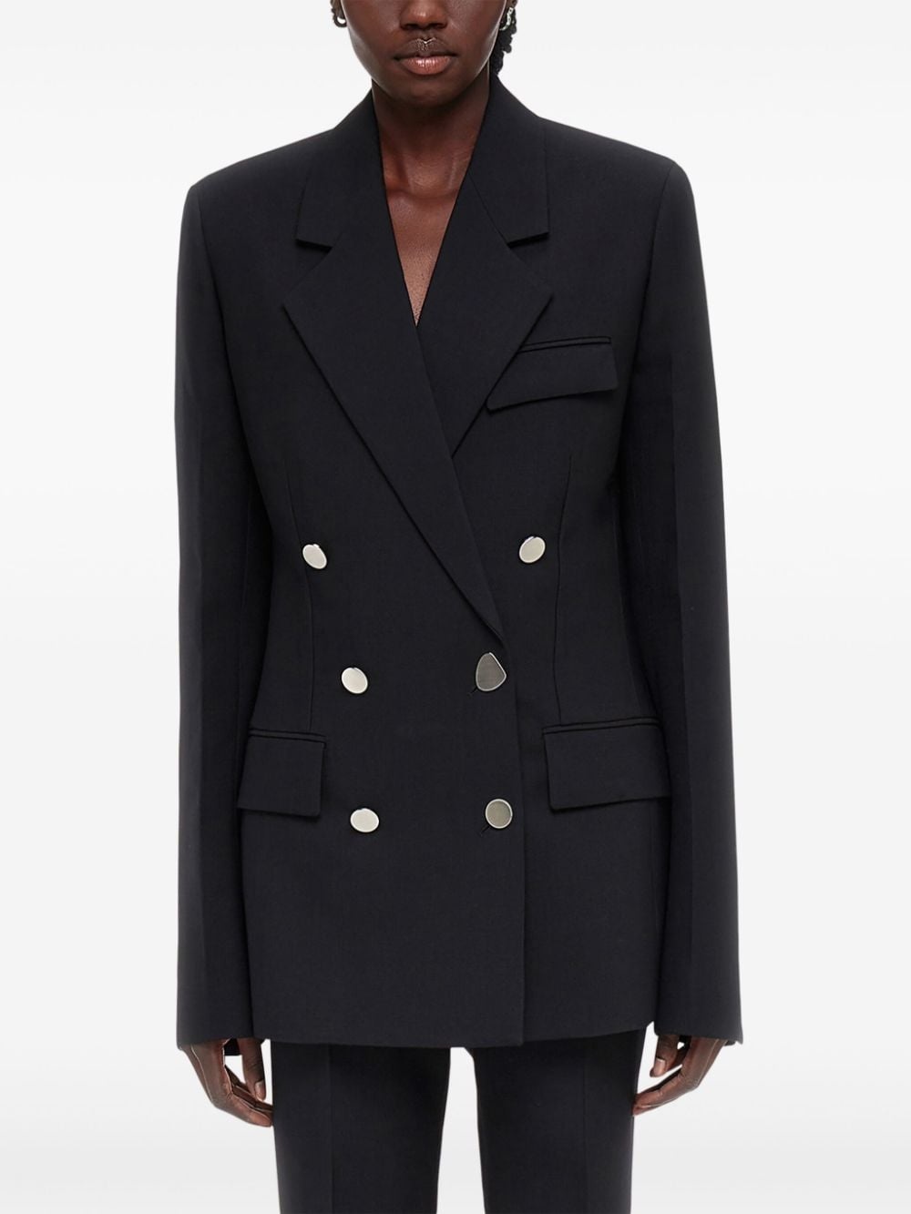 double breasted wool blazer - 3
