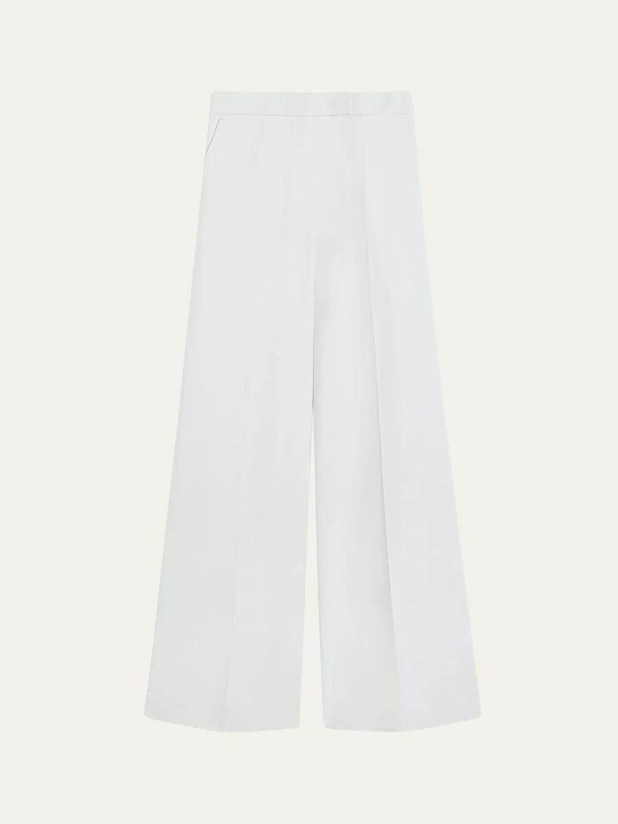Cotton Wide-Leg Tailored Pants - 1