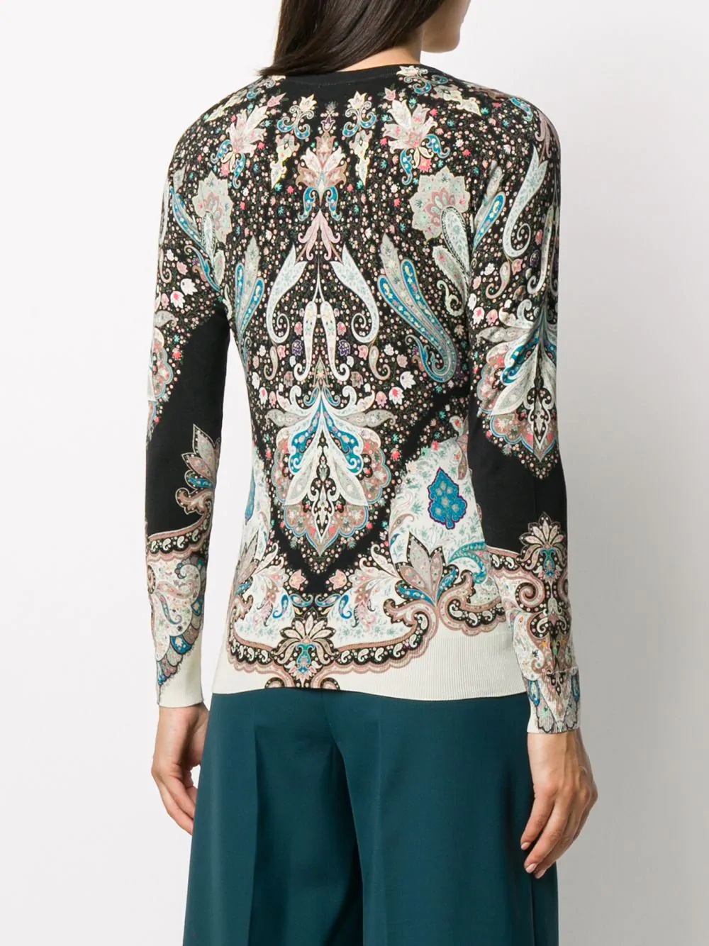 floral pattern knitted top - 4