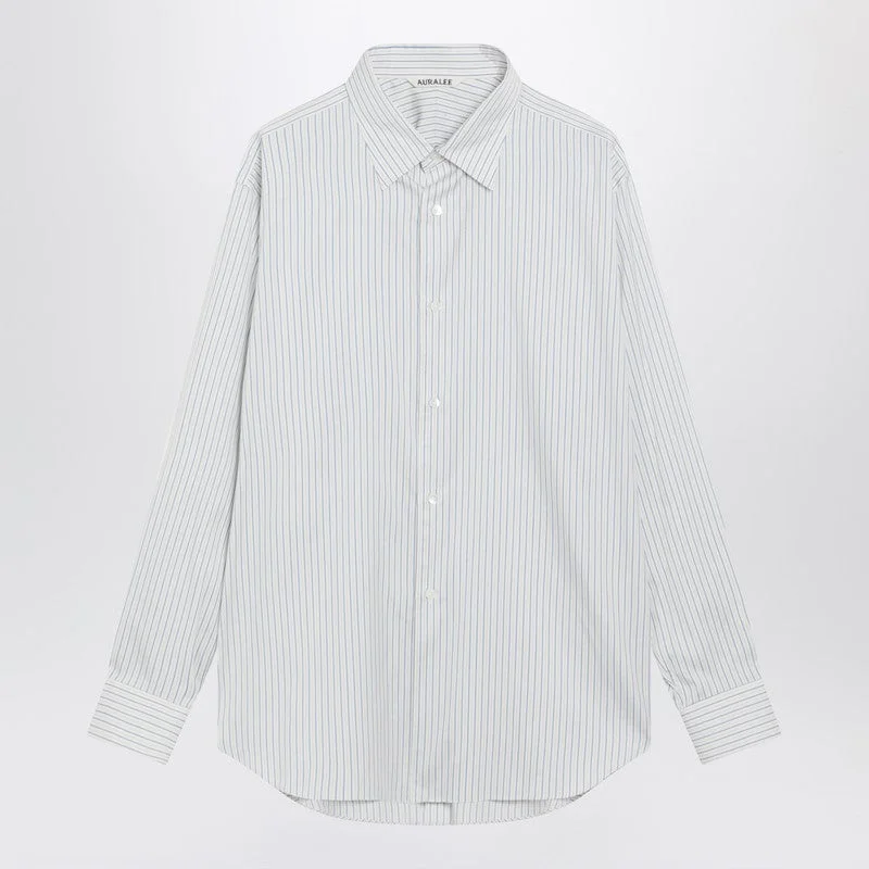 Auralee White Striped Cotton And Silk Shirt Men - 1