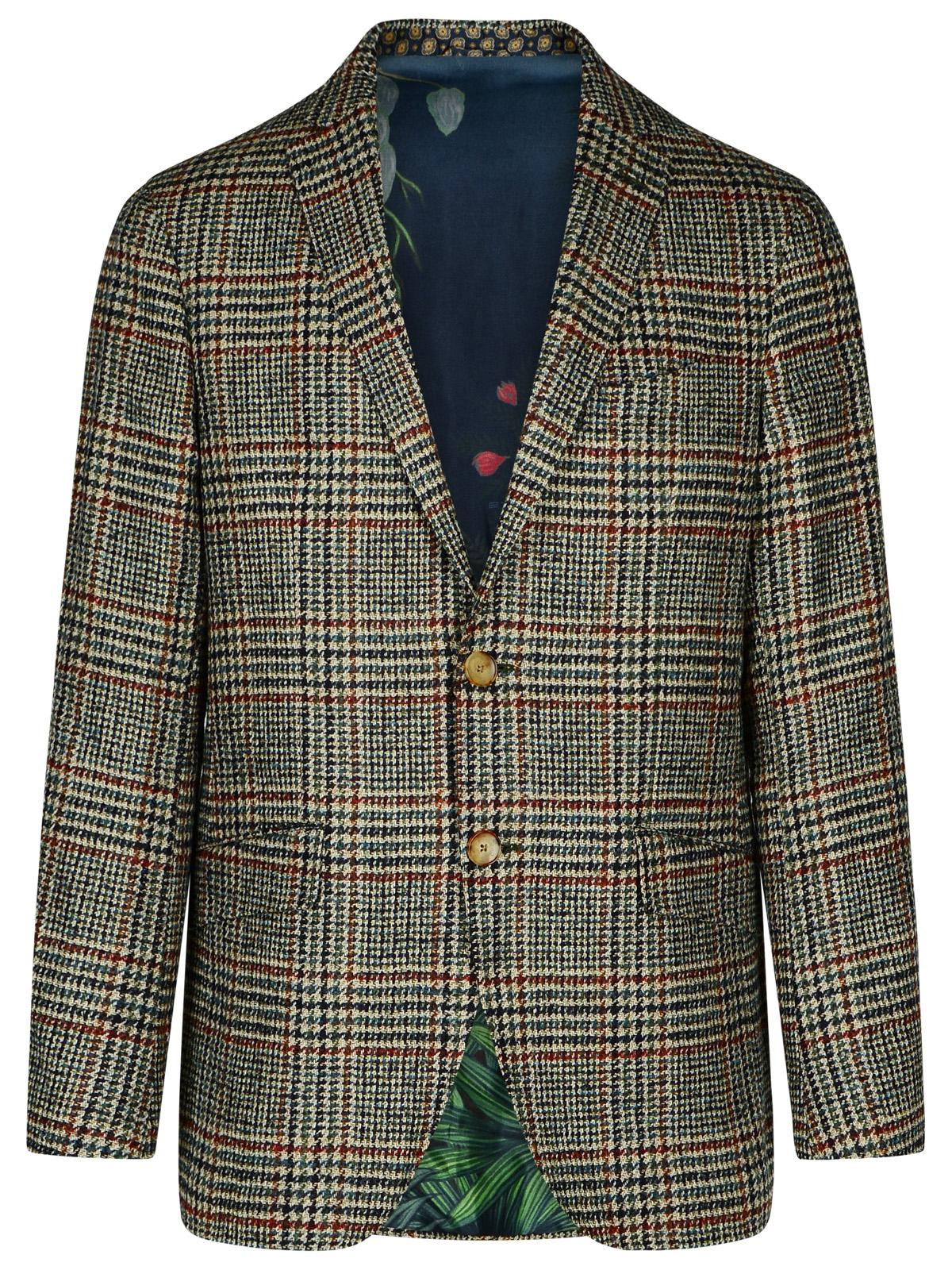 Etro Blazer In Beige Linen And Cotton Blend Men - 1