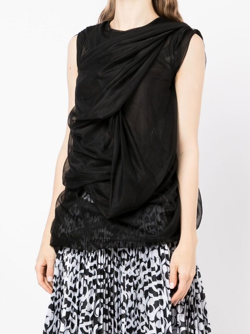 draped sleeveless top - 3