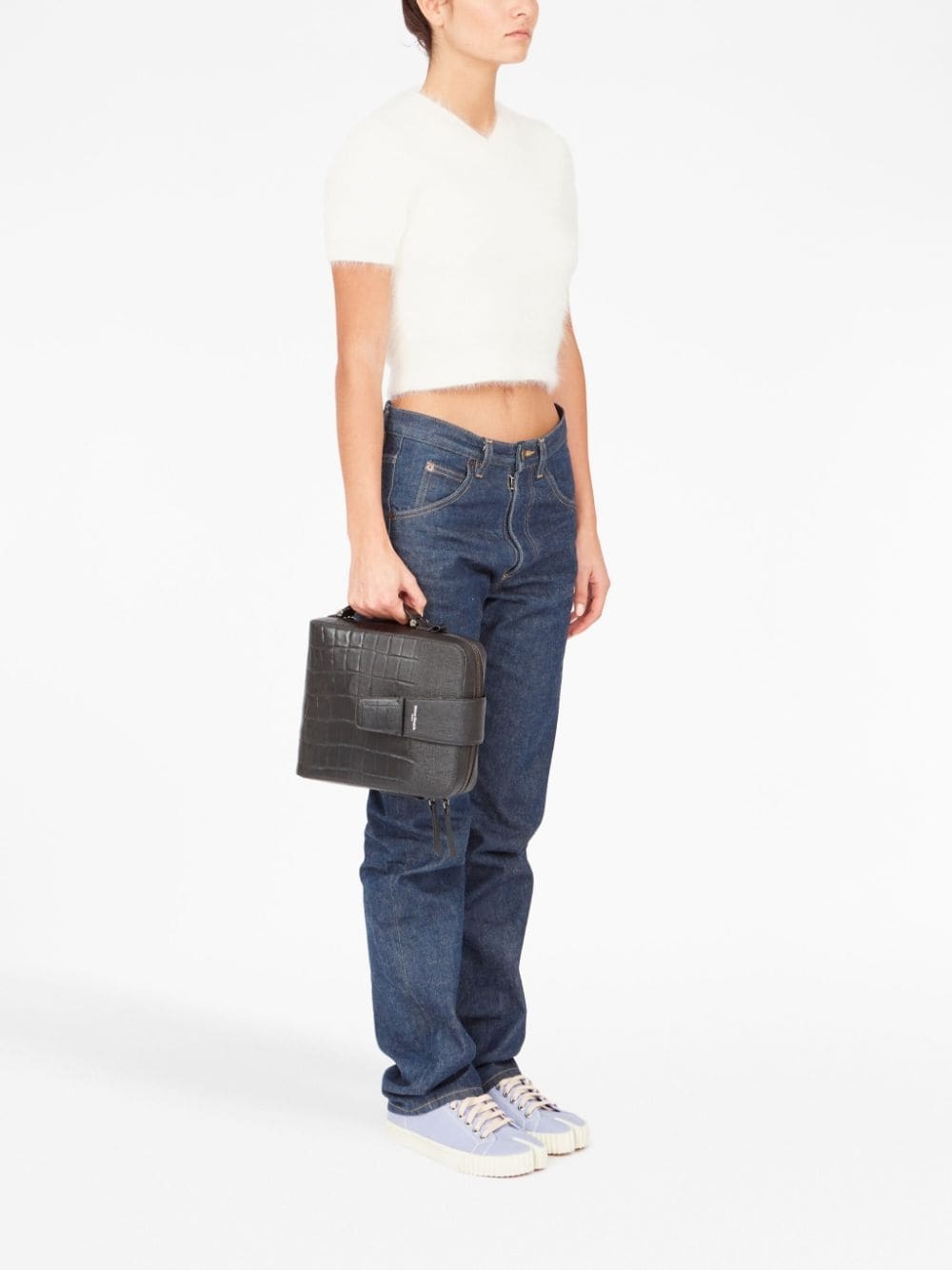 four-stitch leather shoulder bag - 3