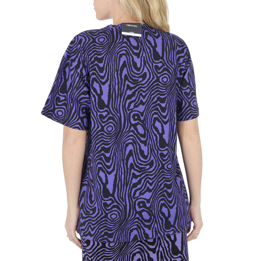 Moschino Purple Oversized Moire Effect Zebra-Print Cotton T-Shirt - 4